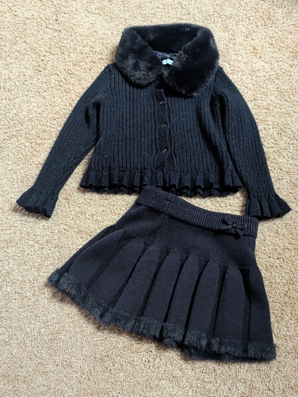 Mayoral Black Knit Cardigan and Skirt Set